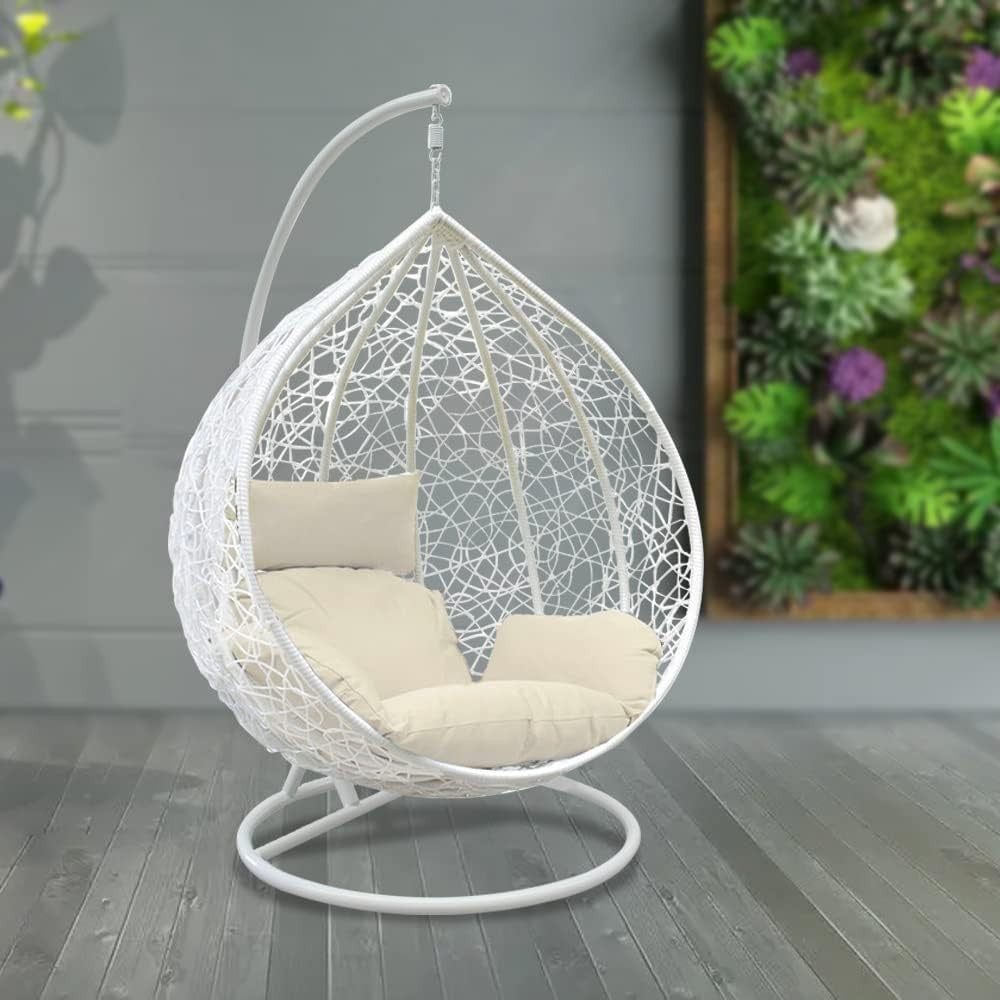 Rattan Hanging Egg Chair with Stand | Outdoor Swing Seat Cushion