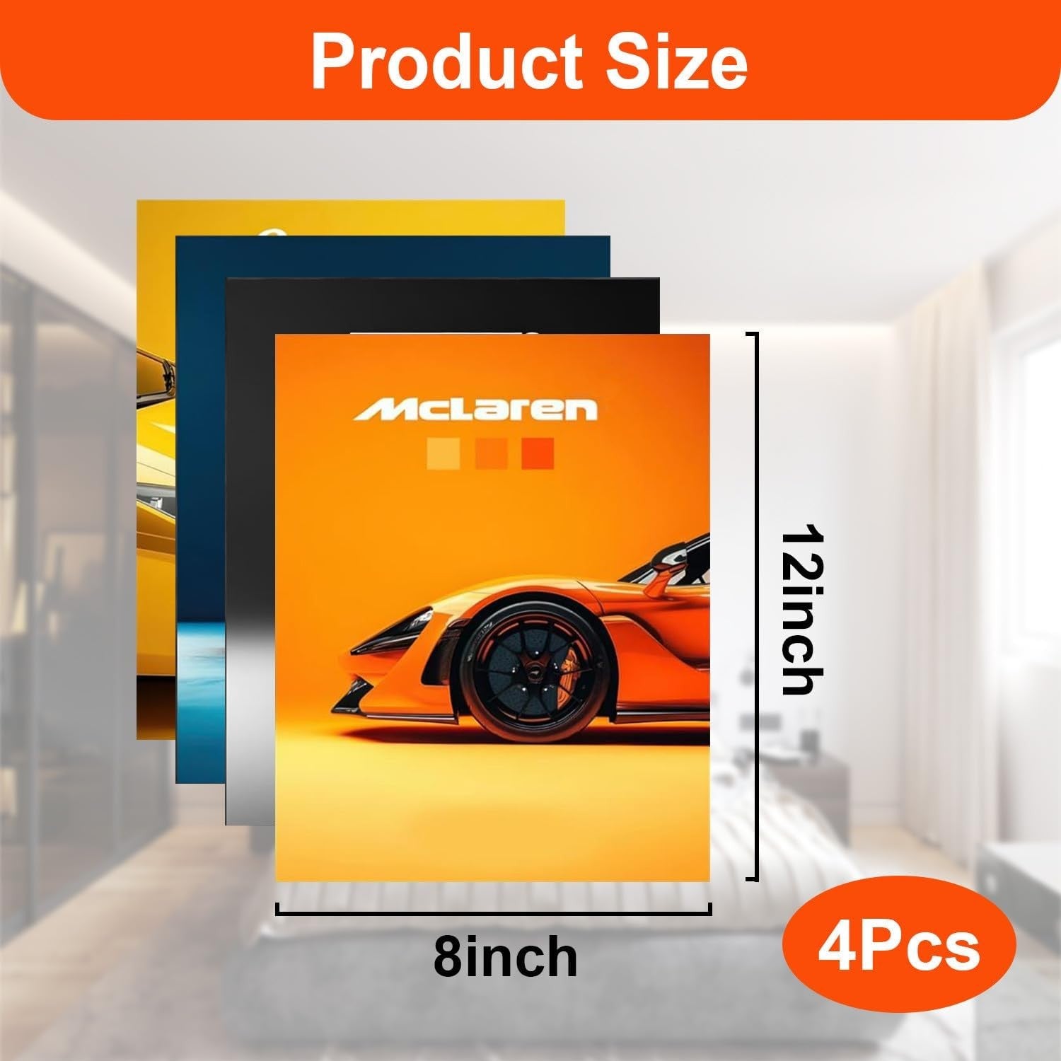 Sports Car Canvas Wall Art Set Modern Racing Prints Man Cave Bedroom Decor