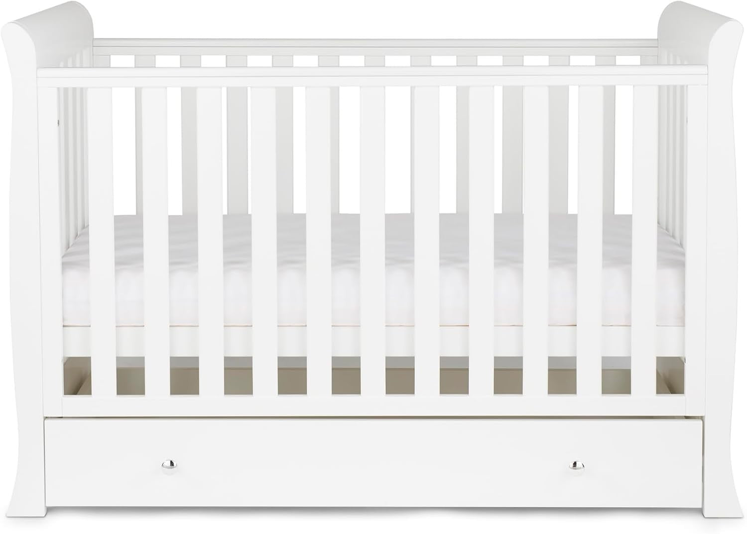 4in1 Convertible Baby Cot Bed Adjustable Height Sleigh Crib w/ Storage White