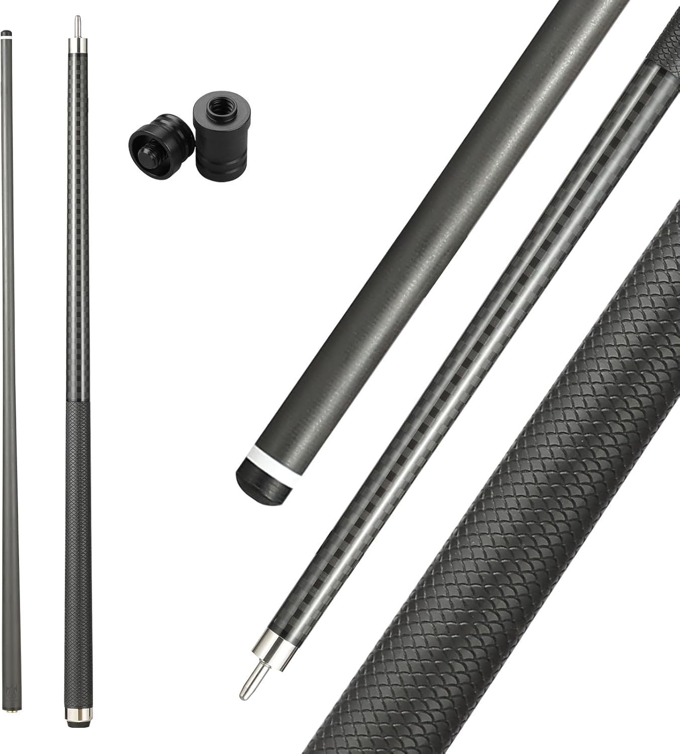58in Carbon Fiber Pool Cue 12.5mm Tip Low Deflection 20oz Uni Lock