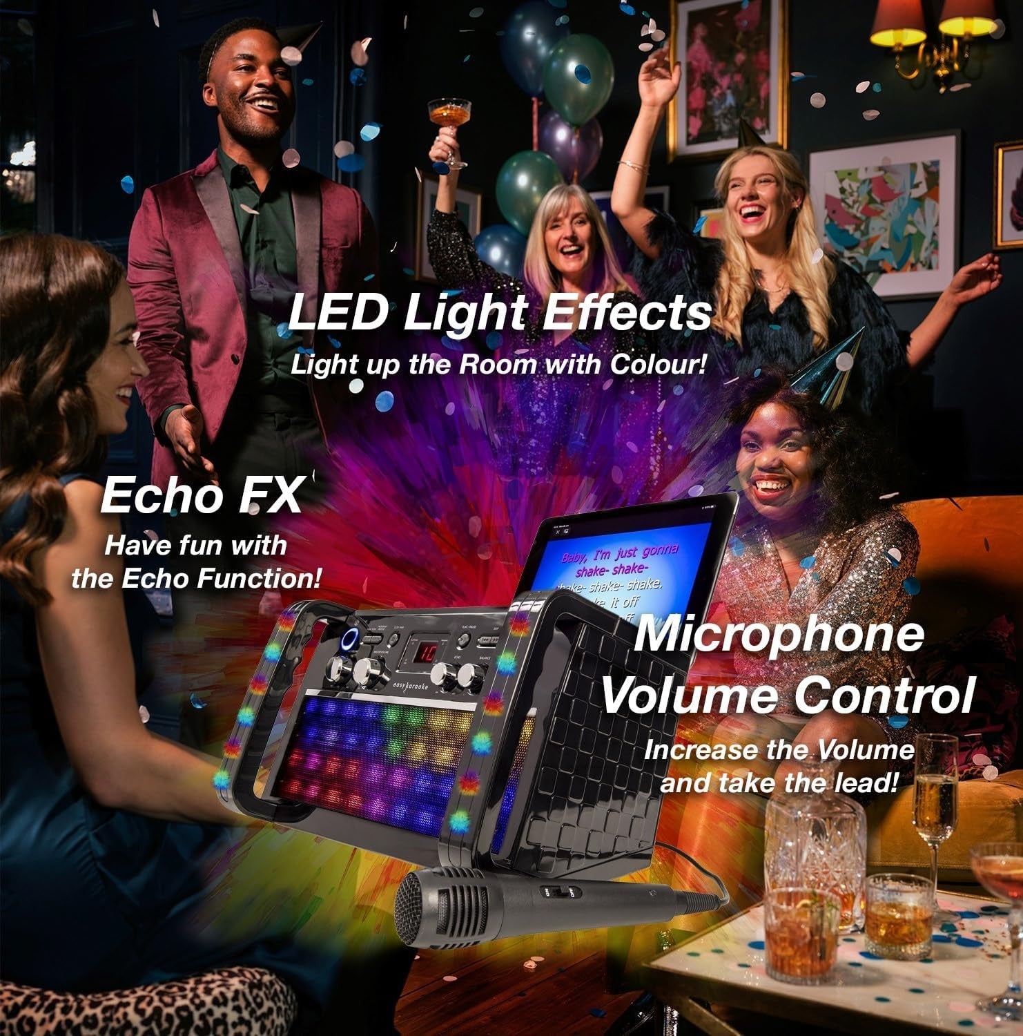 Easy Karaoke EKS213-BT Bluetooth CD+CDG Karaoke Machine with LED Lights