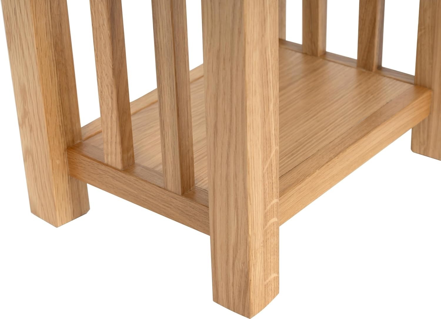 Oak Small Side Table 27x35x55 cm | Solid Wood End Table w/ Storage