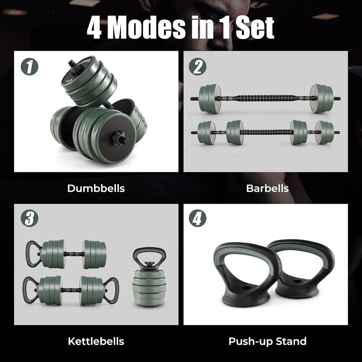 Adjustable 21kg–41kg Dumbbell Barbell Set 4-in-1 Home Gym Weights