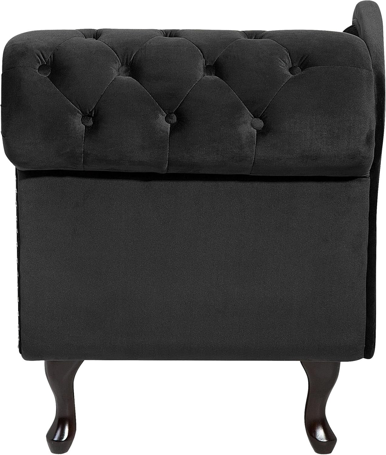 Luxury Velvet Chaise Lounge Black Right-Hand Tufted Sofa Bed 169cm Chesterfield