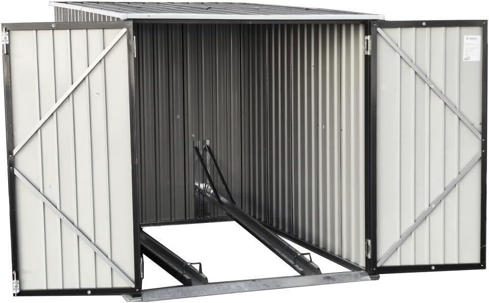 6.53x4.63FT Black Metal Garden Shed Lockable Tool & Bike Storage