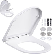 White D Shape Toilet Seat Quick Release Anti-Bacterial Top Fix 46x36cm