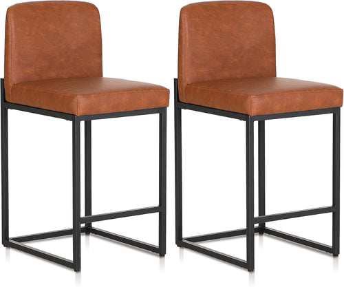 Oversized PU Leather Bar Stools Set of 2 – Comfortable Kitchen & Counter Chairs