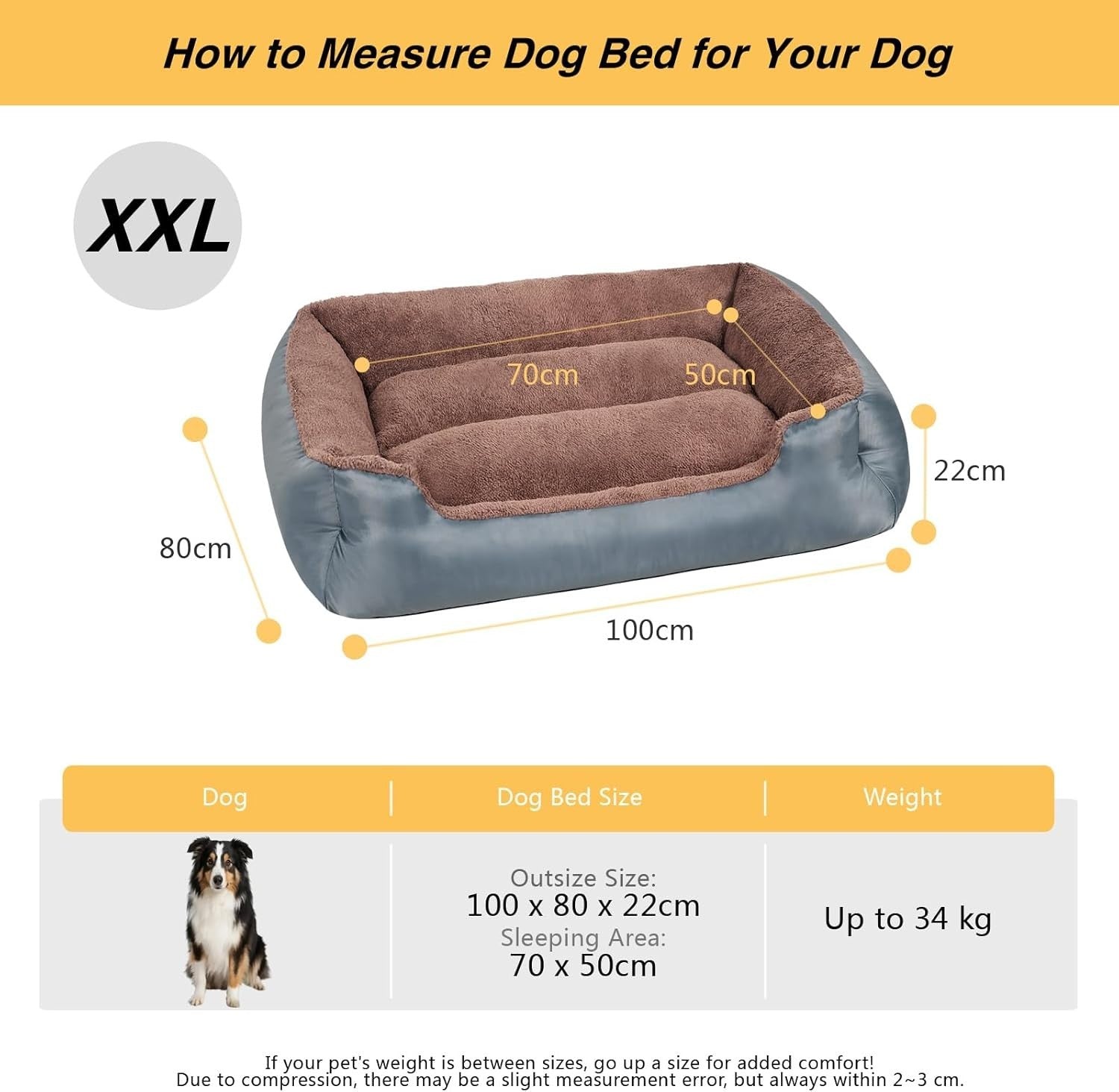 Extra Large Dog Bed 100x80cm Washable Plush Pet Sofa