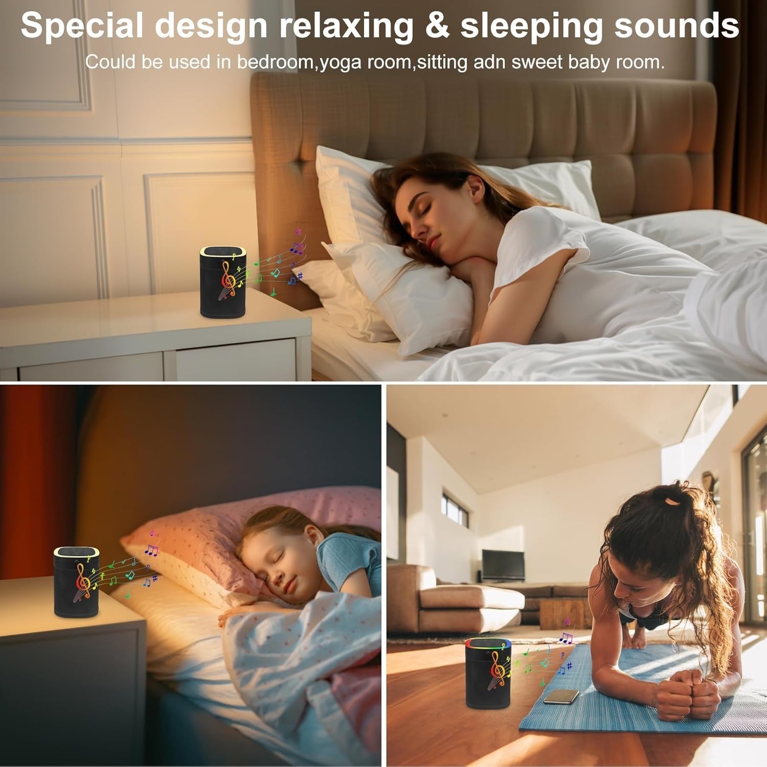 3-in-1 Bluetooth Speaker & Sleep Machine with 70 Sounds & RGB Lamp