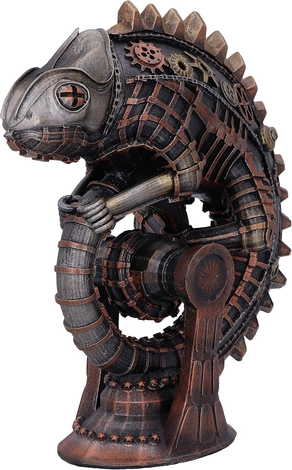 Steampunk Chameleon Lizard Figurine 22.3cm Bronze Resin Ornament Hand Painted