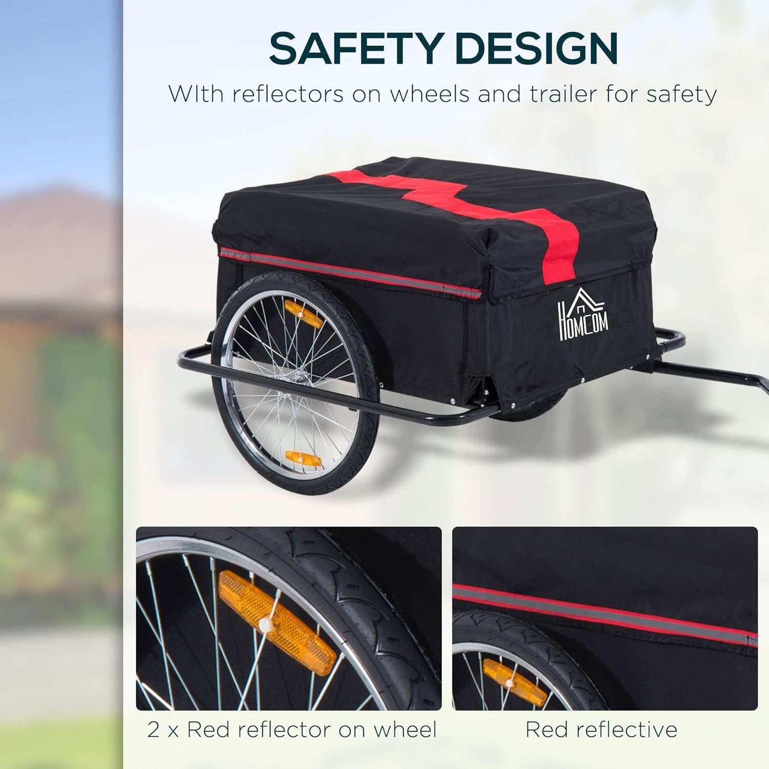 Large Bike Cargo Trailer 2-Wheel Folding Tow Cart w/ Cover Heavy Duty 40kg Load