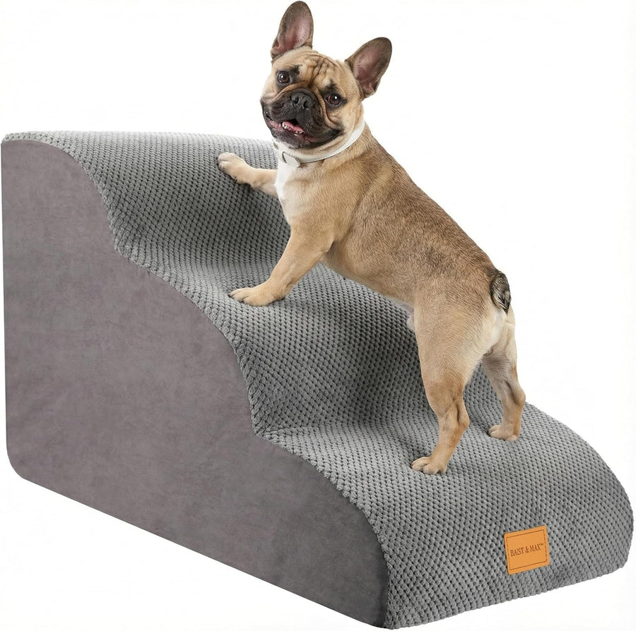 3‑Step Foam Dog Stairs for Bed Sofa – Non‑Slip Washable Waterproof Pet Steps