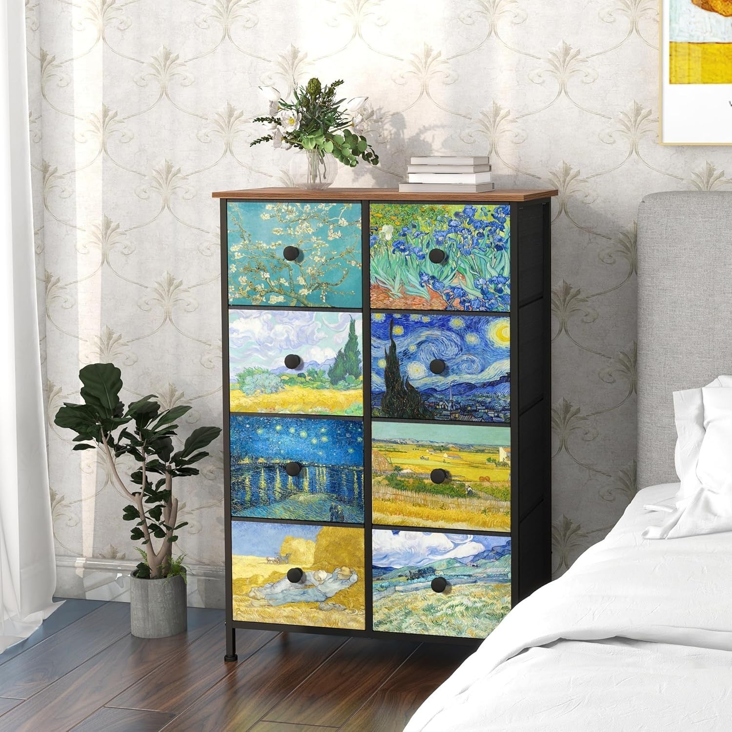 Van Gogh Style 8 Drawer Chest Dresser Fabric Storage Unit Bedroom