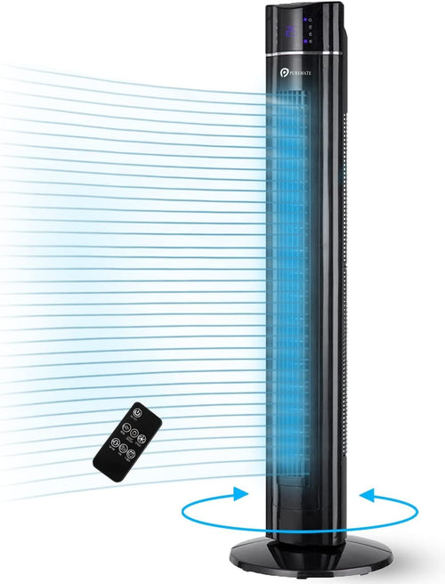 43-Inch Oscillating Tower Fan with Remote – 3 Speed Bladeless Cooling Fan