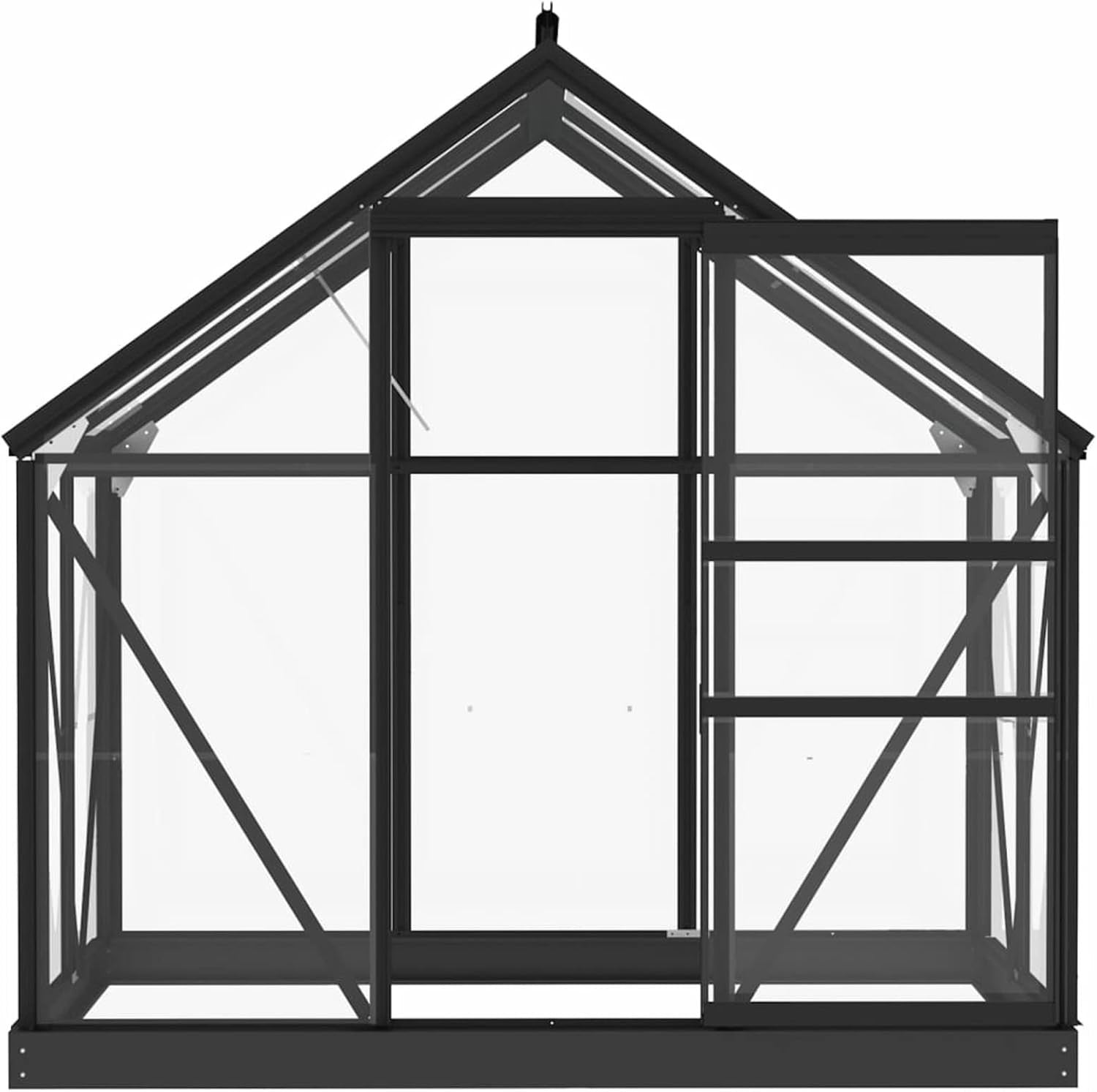 Luxury Walk-In Glass Greenhouse Anthracite Aluminium Frame 155x103x191cm
