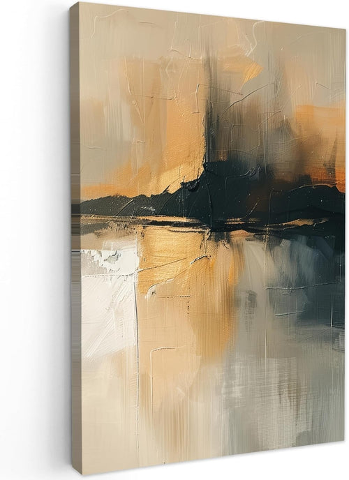 Abstract Canvas Wall Art 40x60cm Modern Beige Black Living Room Decor