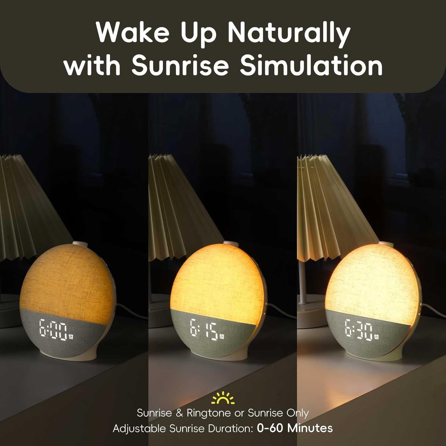 Sunrise Alarm Clock with Sound Machine Wake Up Light Bluetooth Speaker