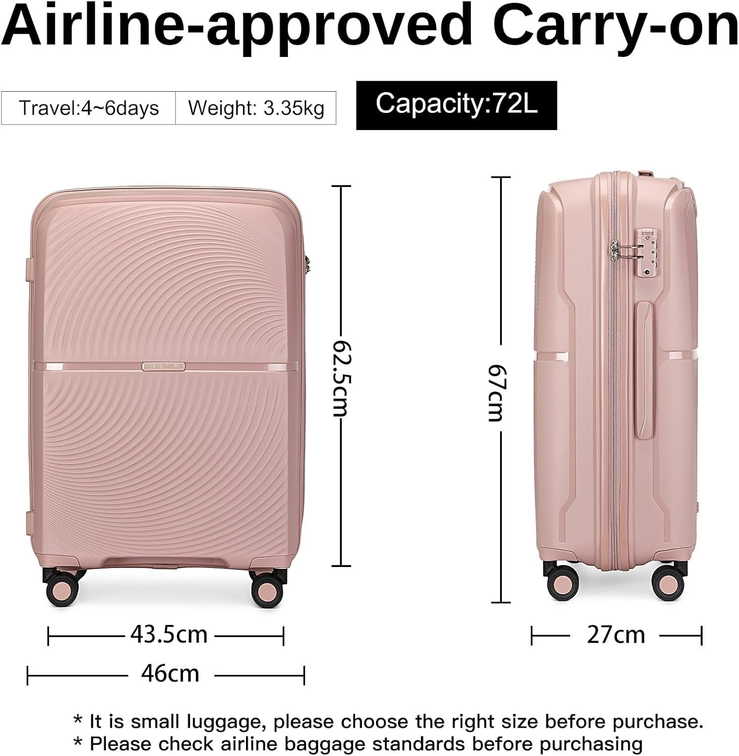 Medium Hard Shell Suitcase Lightweight Polypropylene 4 Spinner Wheels TSA