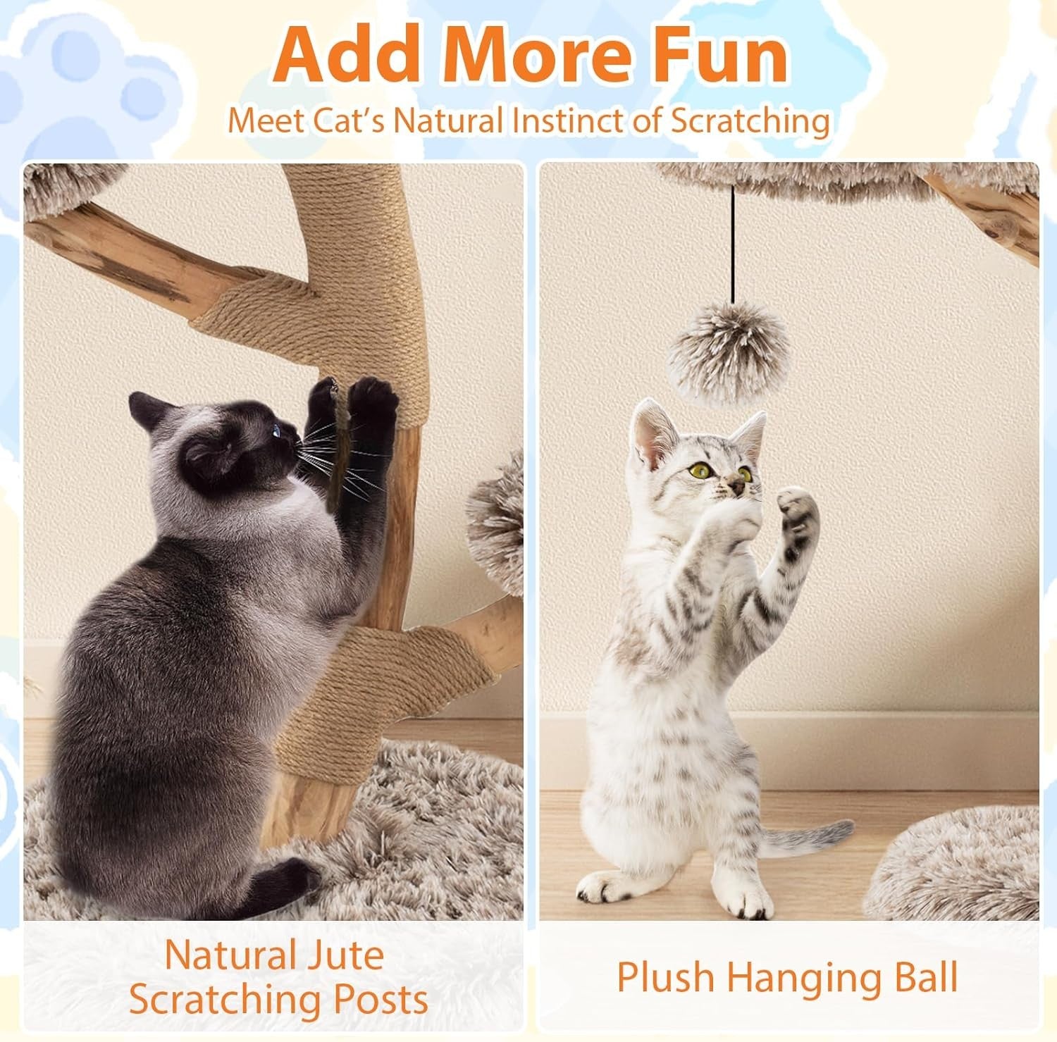 92cm Wooden Cat Tree Multi Level Tower with Plush Perch & Jute Scratching