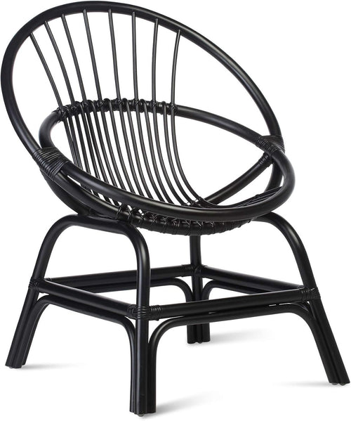 Black Rattan Wicker Moon Chair Indoor Cane Lounge Armchair Bedroom