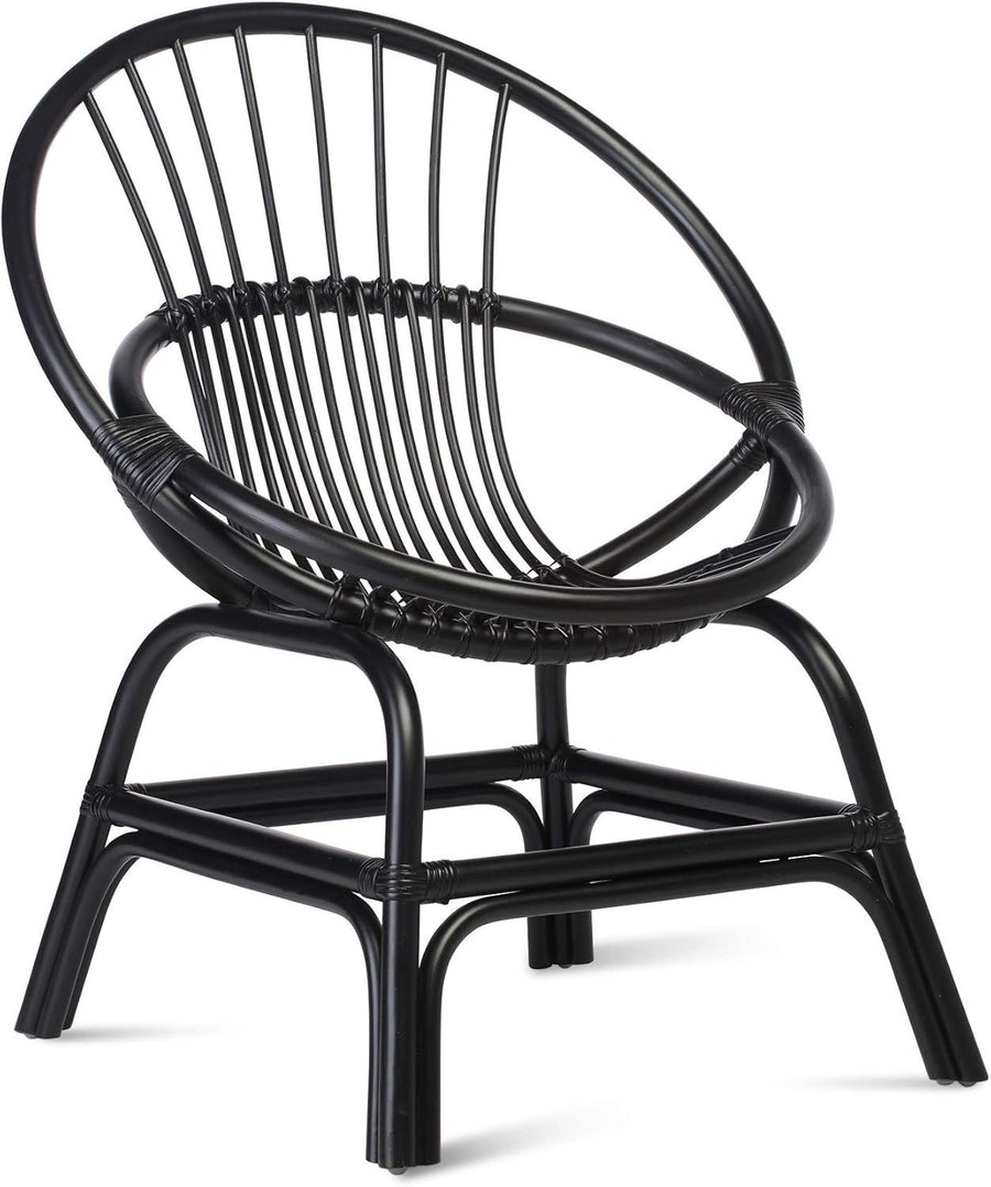 Black Rattan Wicker Moon Chair Indoor Cane Lounge Armchair Bedroom