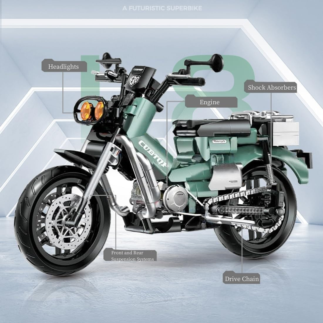 Motorcycle Building Kit 628 PCS | Realistic Racing Model Display Toy