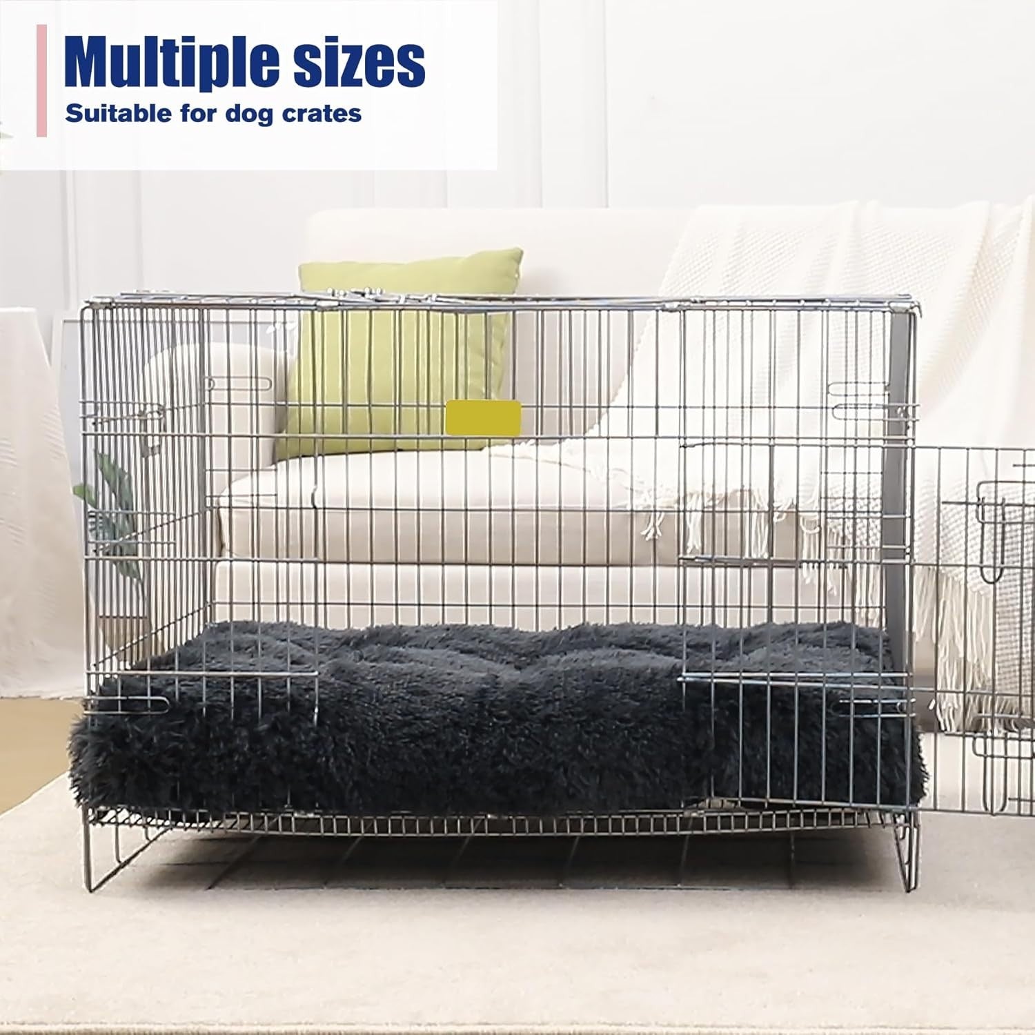 XXL Fluffy Calming Dog Bed Washable Crate Mattress 122x74cm