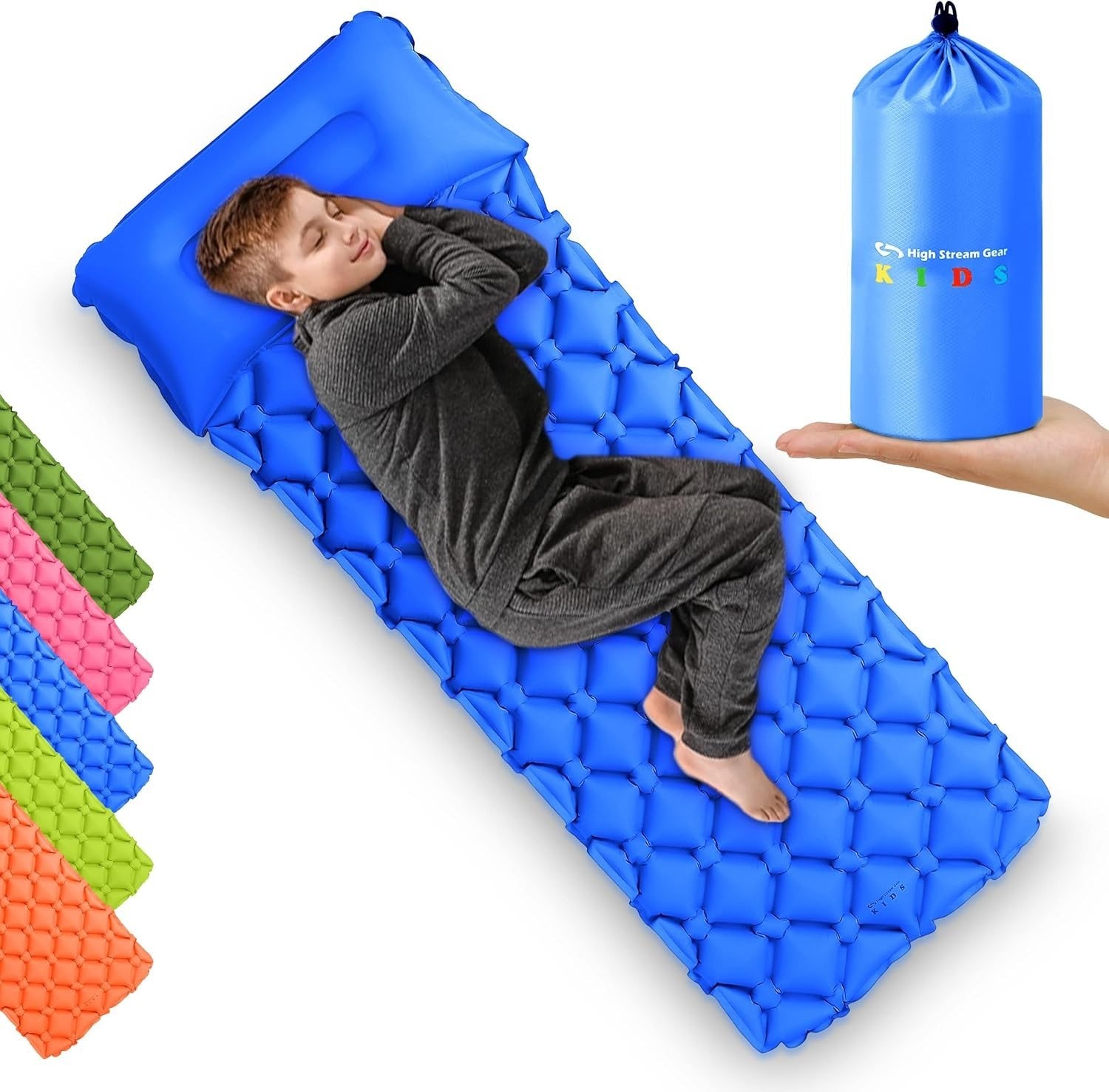 Kids Inflatable Sleeping Mat with Pillow | Portable Camping Travel Bed