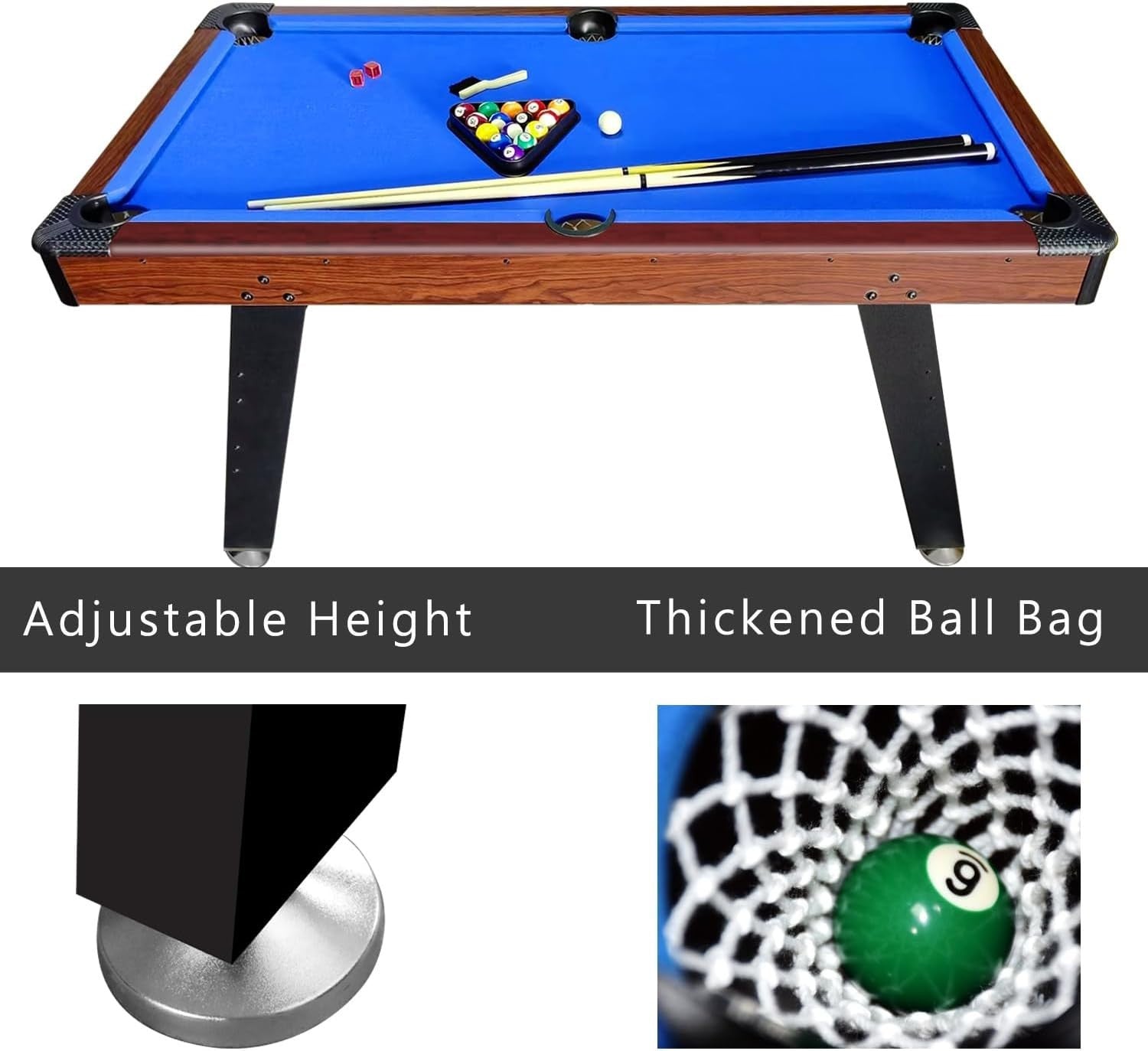 5FT Pool Table Billiards Snooker Set Solid Wood w Cues Balls
