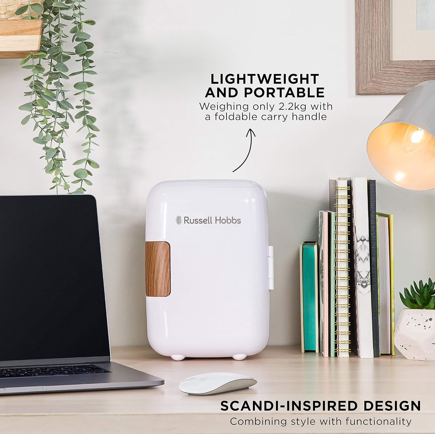 Portable 4L Mini Cooler & Warmer Scandi Style for Office Bedroom Car White