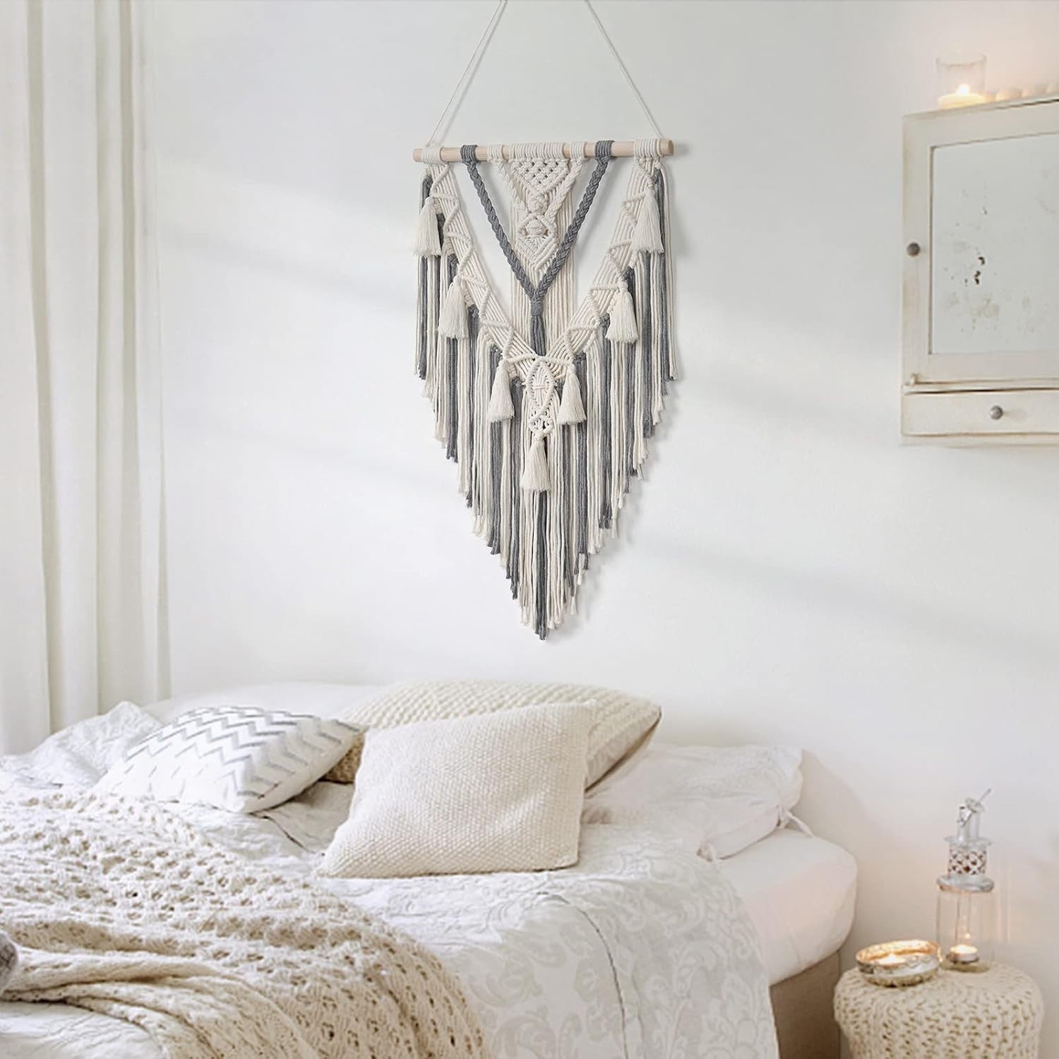 Large Boho Macrame Wall Hanging Leaf Tapestry Cotton Art