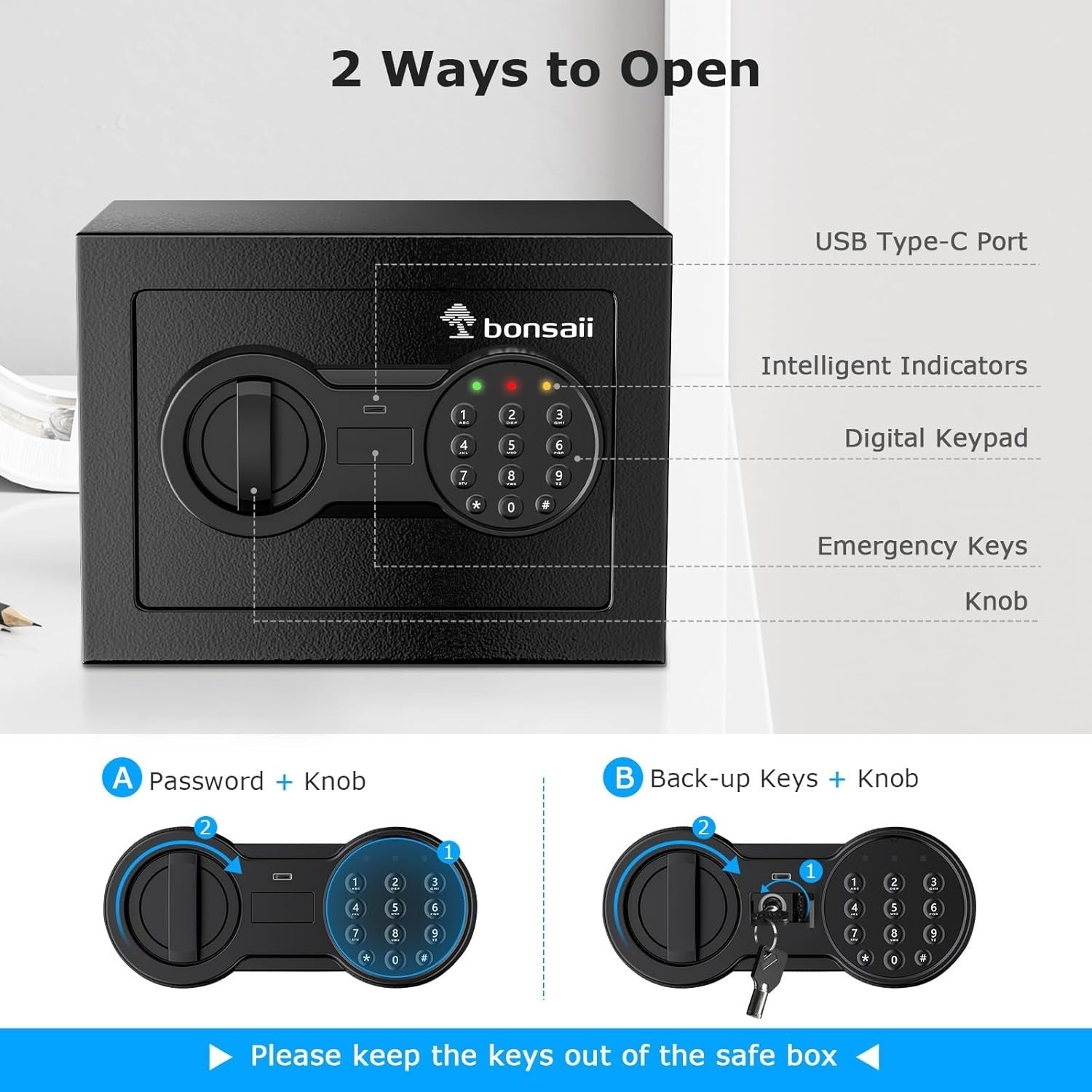 6.6L Digital Safe Box Electronic Keypad Cash Jewellery Security Safe