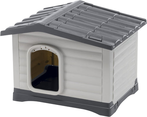 Outdoor Dog Kennel Small with Drainage, Insulating Base & Removable Roof