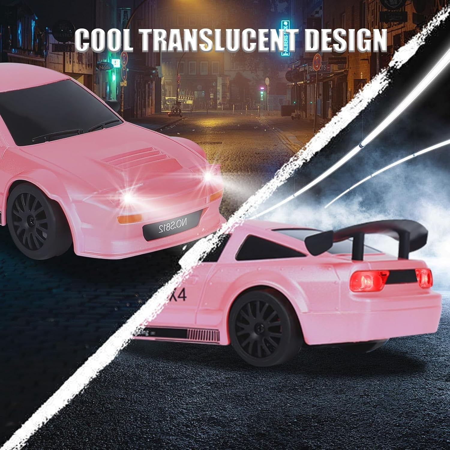 1:24 Mini 4WD RC Drift Car Pro Throttle High Speed GT Model Kids Toy Pink
