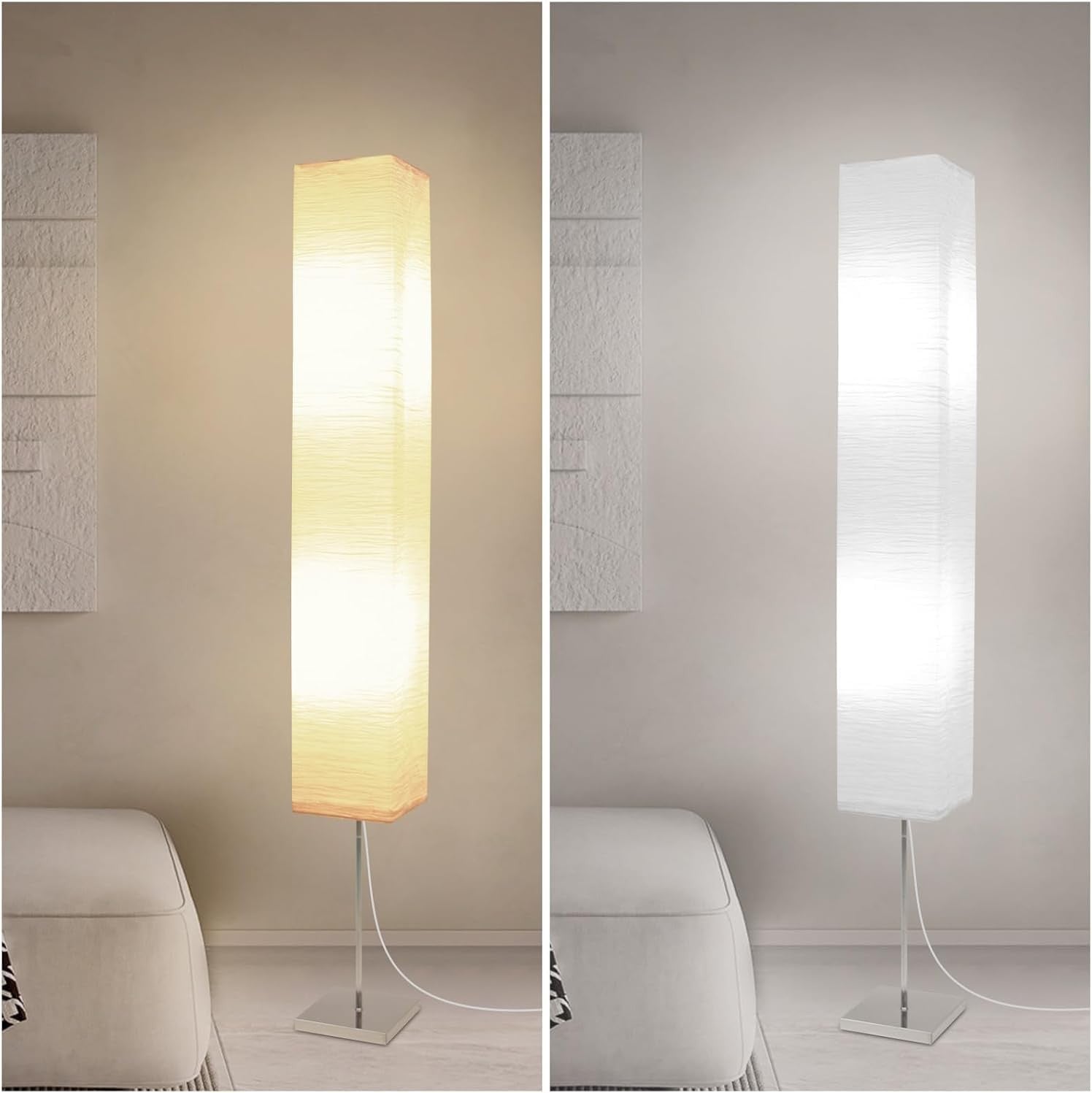 Japanese Rice Paper Floor Lamp 2 Pack Minimalist Square Corner Standing Light