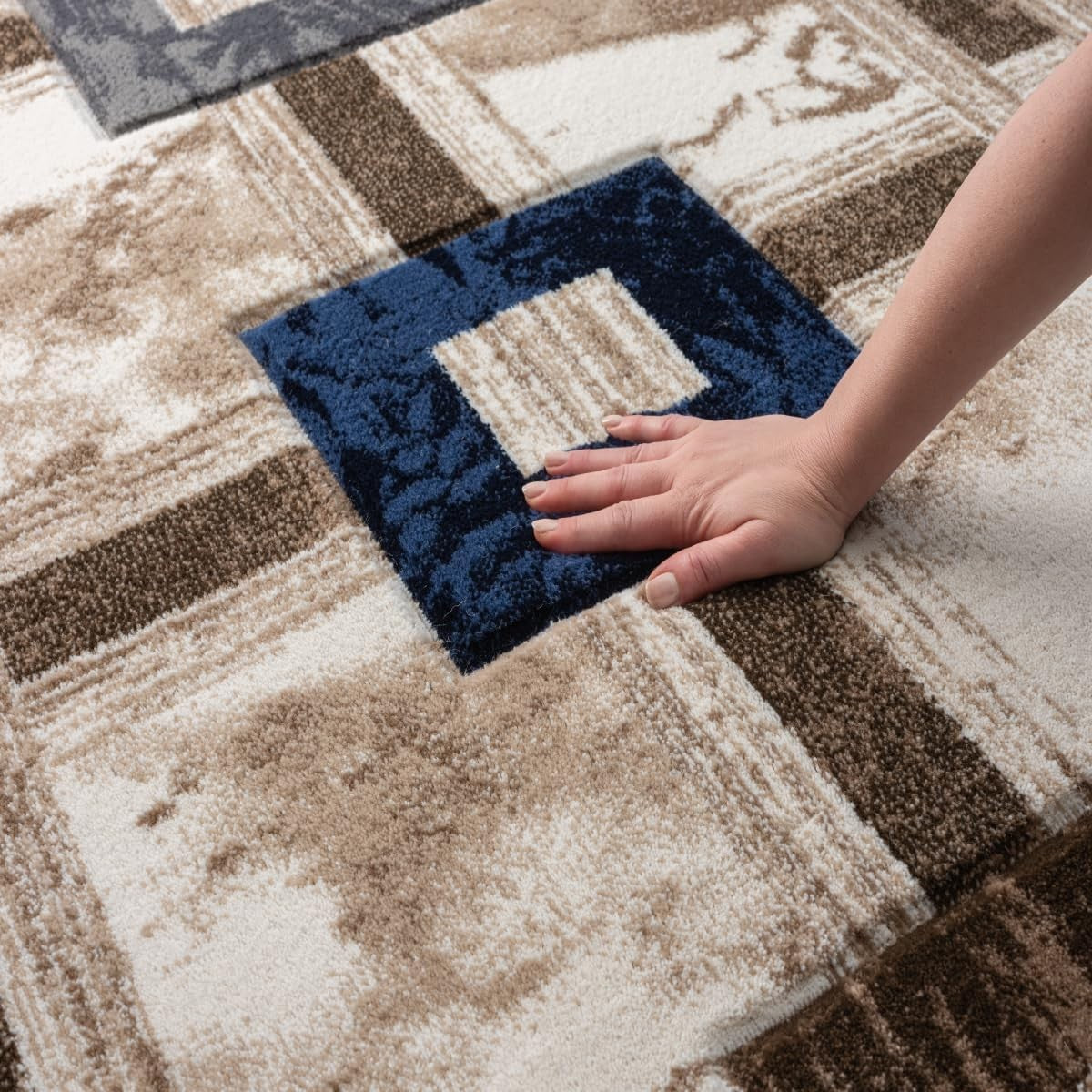 Soft Geometric Area Rug 120x170cm Thick Non Slip Bedroom Living Room Carpet