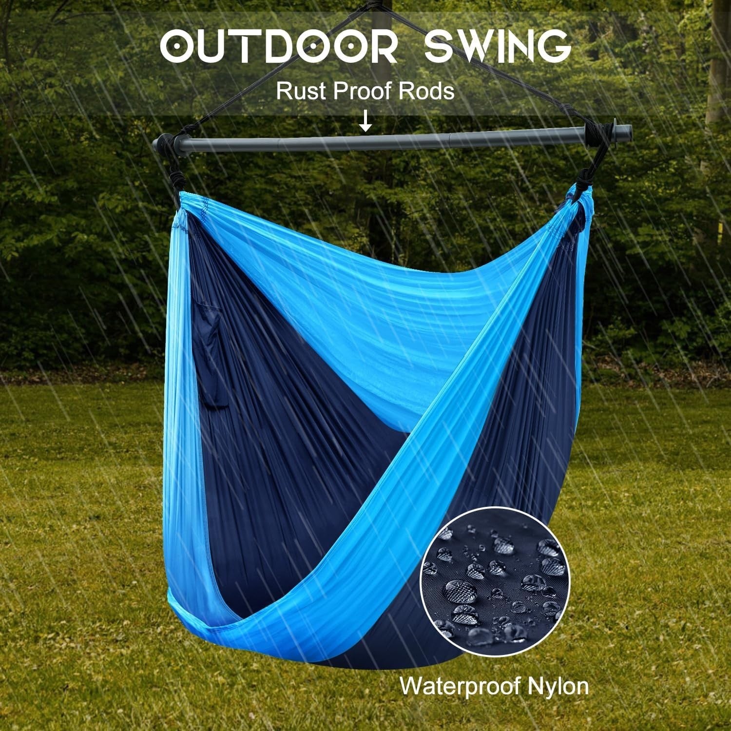 Portable Hammock Chair Swing, Lightweight Outdoor/Indoor, Max 500lbs