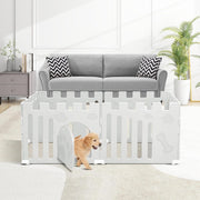 6 Panel Dog Playpen with Door – Large Indoor Pet Fence Non-Slip Gate White