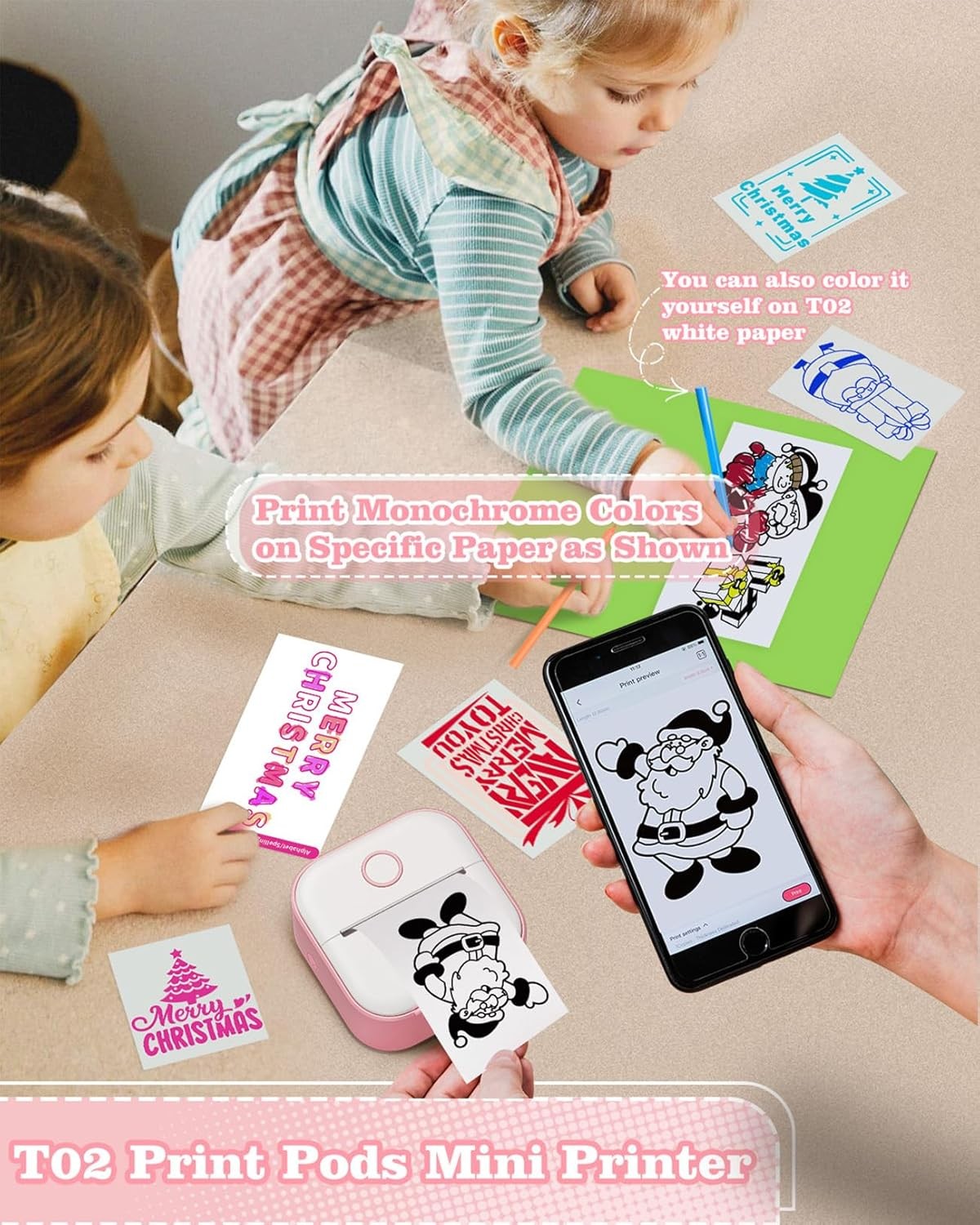 Mini Bluetooth Thermal Sticker Printer Inkless Portable Photo Label