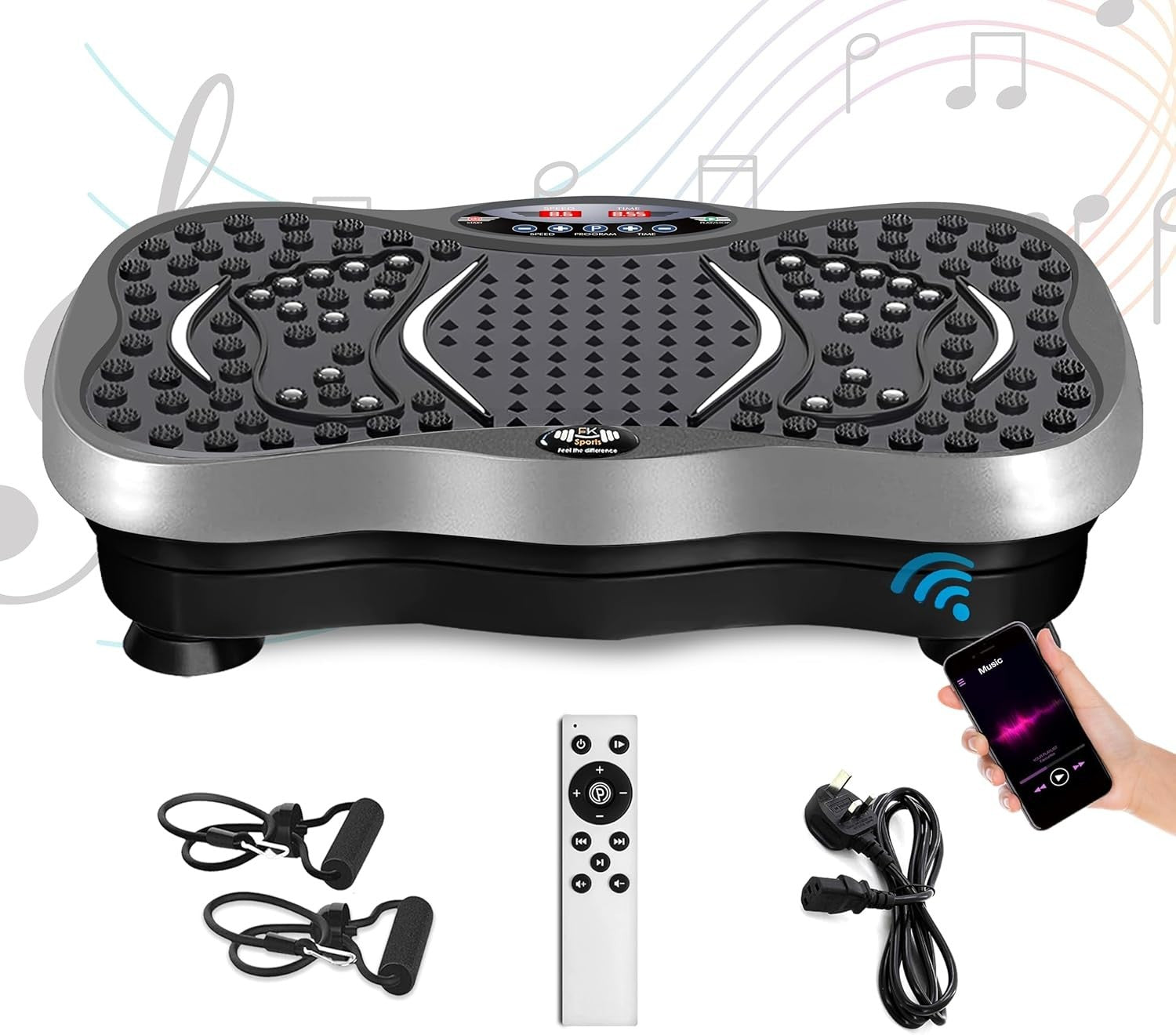 Vibration Plate Exercise Machine 99 Levels Bluetooth Quiet Home Trainer