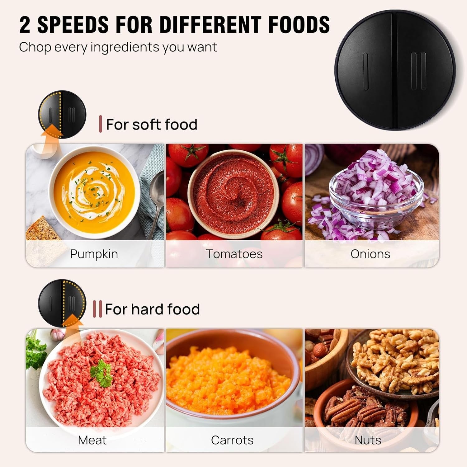 2L Electric Food Chopper Meat Grinder Glass Bowl 300W 2 Speed