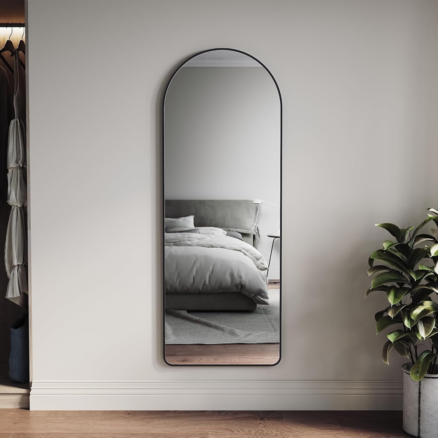 Arch Full Length Mirror 160x60cm Wall Leaning Floor Stand Black Frame