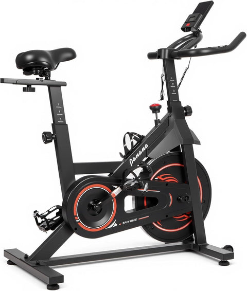 Silent Magnetic Spin Bike w/ LCD Display, Heart Rate Monitor & Adjustable Seat