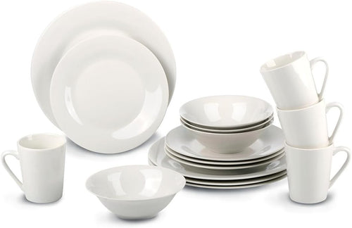 16pc Stoneware Dinner Set Plates Bowls Mugs Microwave Dishwasher Safe