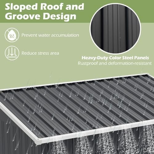 Metal Garden Storage Shed 5.5x3ft Waterproof Outdoor Tool Shed, Lockable Door
