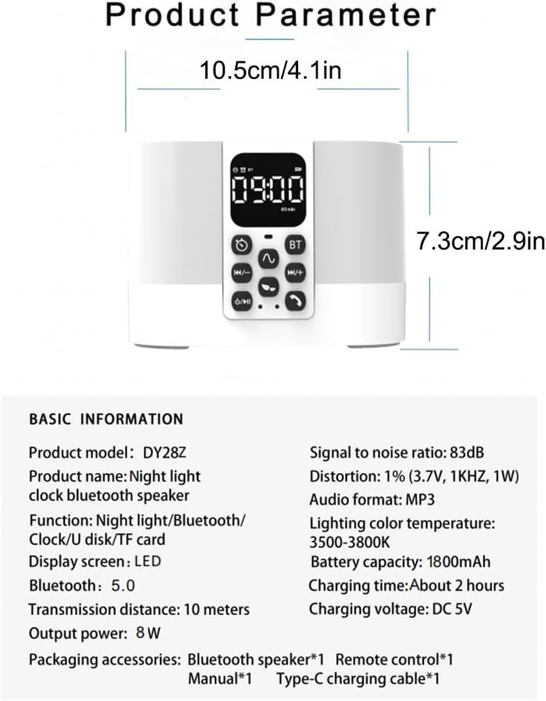 Portable White Noise Sound Machine for Sleep, 30 Sounds & Nightlight