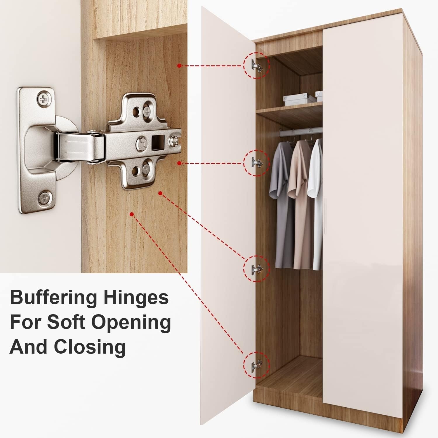 2 Door Mirrored Wardrobe with Rail & Storage High Gloss Cream Oak 180cm