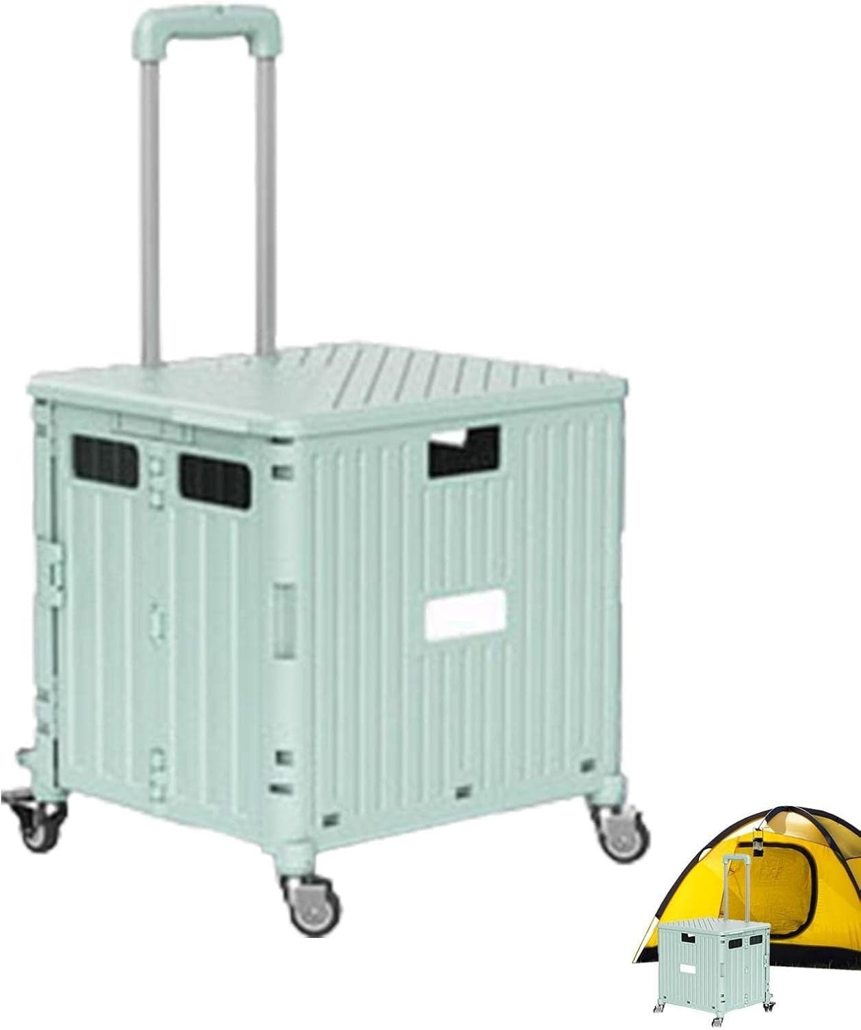 Folding Shopping Trolley with Lid – 65L Collapsible Rolling Cart for Storage