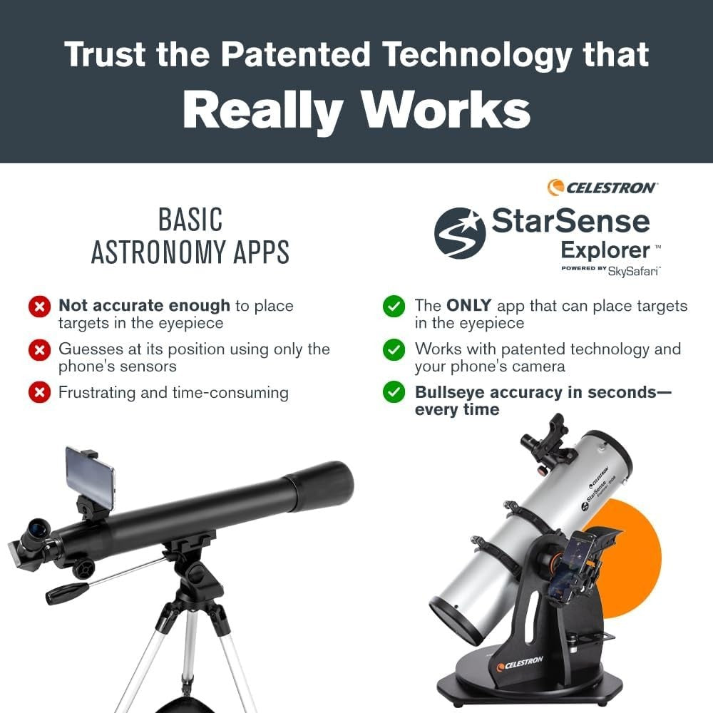 130mm Silver StarSense Tabletop Dobsonian Telescope Smartphone App