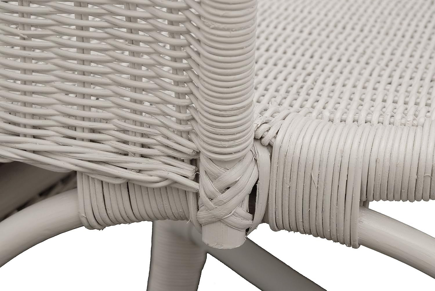 White Rattan Armchair with Cushion Stacking Wicker Lounge Chair Indoor Outdoor